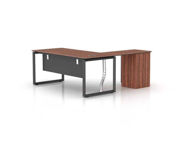 Desk with left extension and cabinet