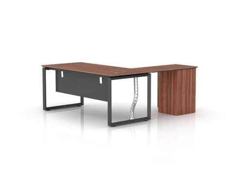 [24100020] Desk with left extension and cabinet
